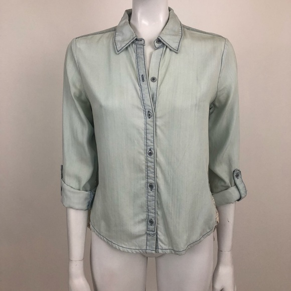 Holding Horses Anthro Laced Chambray Shirt - Picture 1 of 4